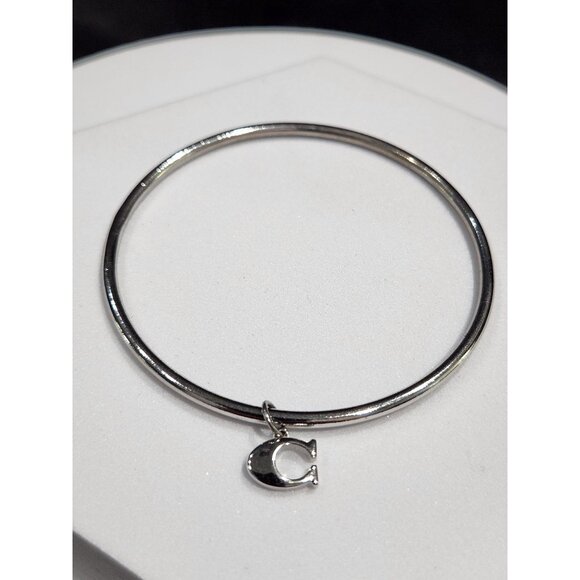 Coach Signature Silver-Tone C Charm Bangle Bracelet - Picture 2 of 4